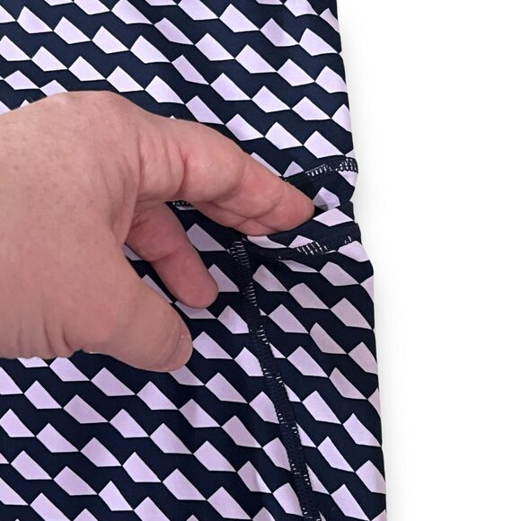 NWT Sweaty Betty 7/8 Power Pocket Workout Leggings XS Navy Blue Slant Print - Picture 5 of 10